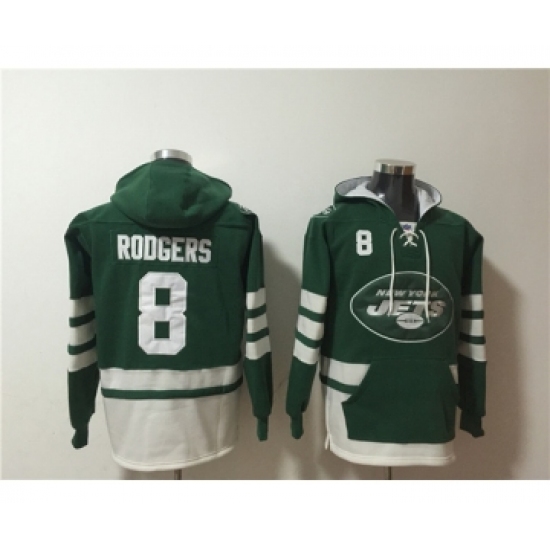 Men's New York Jets #8 Aaron Rodgers Green Ageless Must-Have Lace-Up Pullover Hoodie - Ujersey