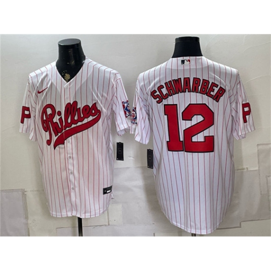 Men's Philadelphia Phillies #12 Kyle Schwarber White 2026 Field of Dreams Stadium Stitched Baseball Jersey - Ujersey