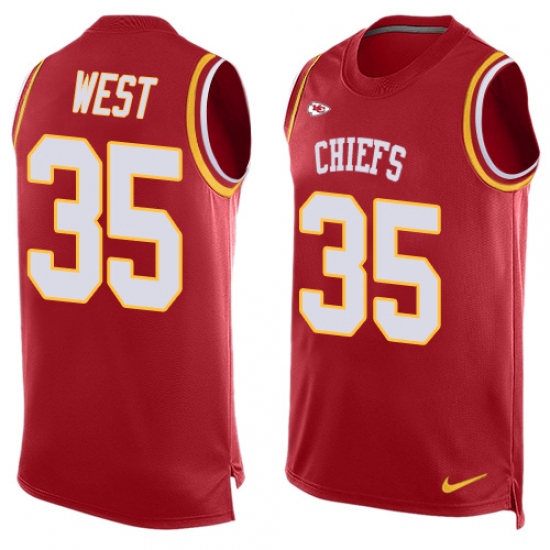 Men's Nike Kansas City Chiefs #35 Charcandrick West Limited Red Player Name & Number Tank Top NFL Jersey - Ujersey