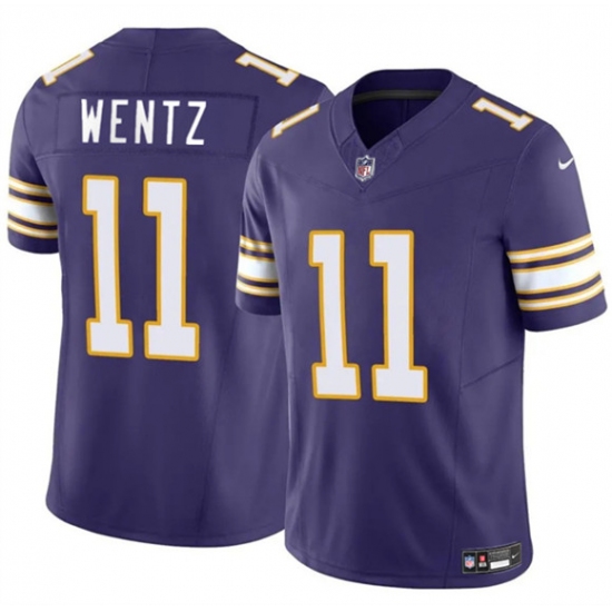 Men's Minnesota Vikings #11 Carson Wentz Purple 2025 F.U.S.E. Throwback Vapor Untouchable Limited Football Stitched Jersey - Ujersey