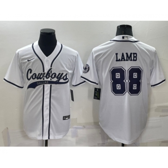 Men's Dallas Cowboys #88 CeeDee Lamb White Stitched Cool Base Nike Baseball Jersey - Ujersey