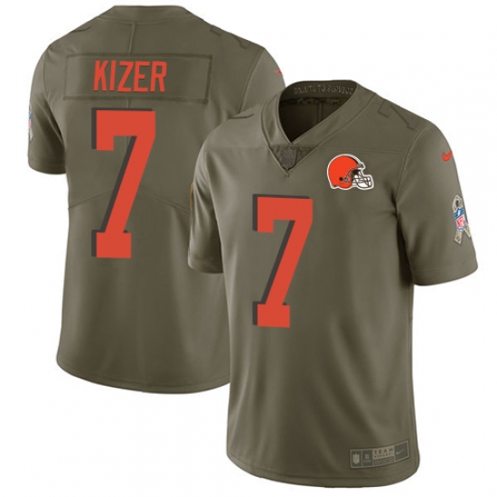 Youth Nike Cleveland Browns #7 DeShone Kizer Limited Olive 2017 Salute to Service NFL Jersey - Ujersey