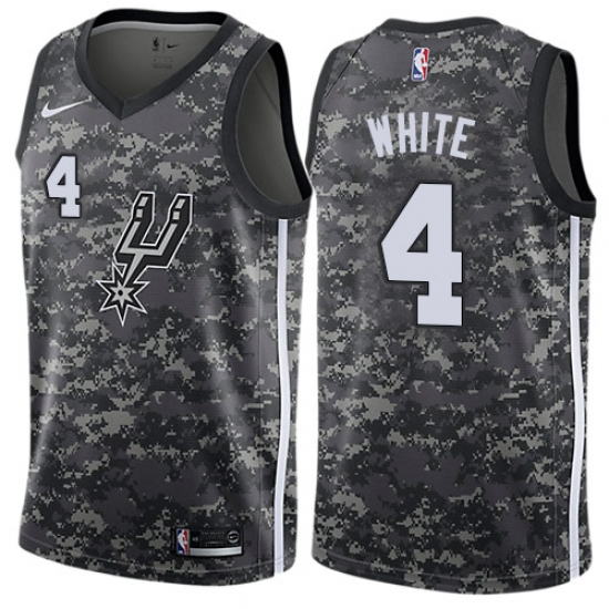 Men's Nike San Antonio Spurs #4 Derrick White Swingman Camo NBA Jersey - City Edition - Ujersey