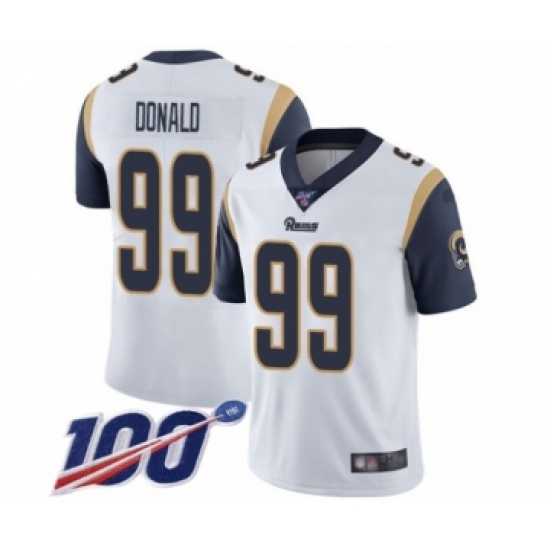 Men's Los Angeles Rams #99 Aaron Donald White Vapor Untouchable Limited Player 100th Season Football Jersey - Ujersey