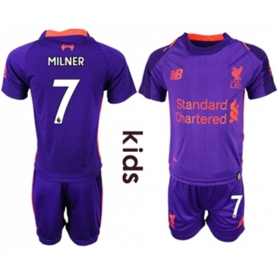 Liverpool #7 Milner Away Kid Soccer Club Jersey
