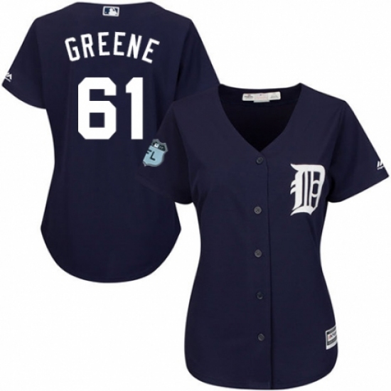 Women's Majestic Detroit Tigers #61 Shane Greene Authentic Navy Blue Alternate Cool Base MLB Jersey - Ujersey