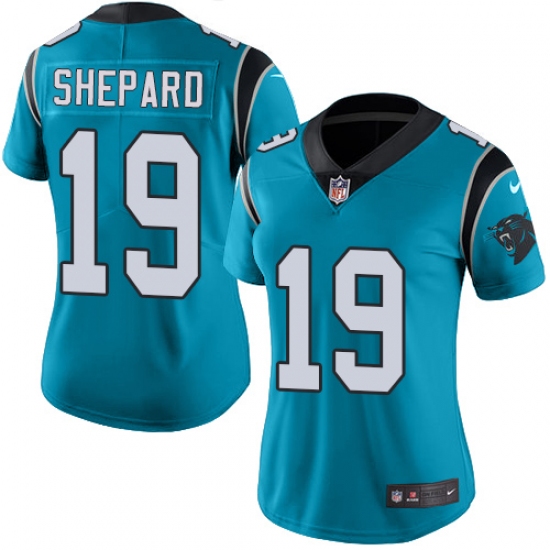 Women's Nike Carolina Panthers #19 Russell Shepard Blue Alternate Vapor Untouchable Limited Player NFL Jersey - Ujersey
