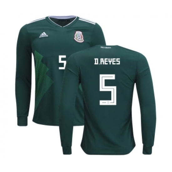 Mexico #5 D.Reyes Home Long Sleeves Kid Soccer Country Jersey