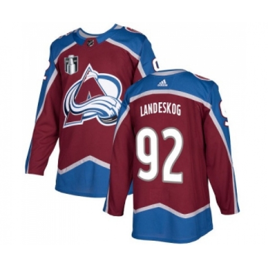 Men's Colorado Avalanche #92 Gabriel Landeskog 2022 Burgundy Stanley Cup Final Patch Stitched Jersey - Ujersey