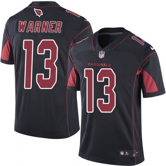 Men's Nike Arizona Cardinals #13 Kurt Warner Elite Black Rush Vapor Untouchable NFL Jersey - Ujersey