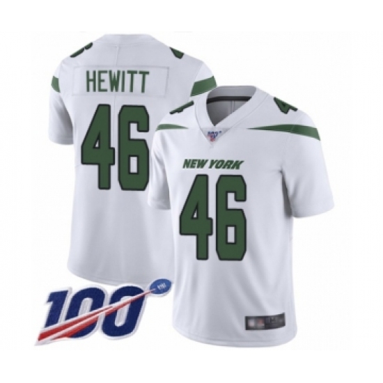 Men's New York Jets #46 Neville Hewitt White Vapor Untouchable Limited Player 100th Season Football Jersey - Ujersey