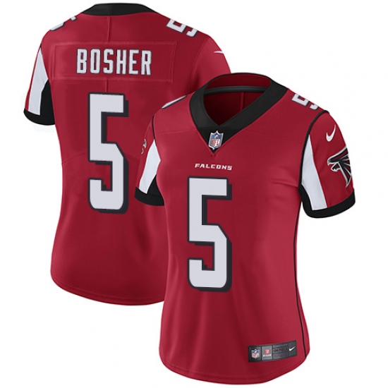 Women's Nike Atlanta Falcons #5 Matt Bosher Red Team Color Vapor Untouchable Limited Player NFL Jersey - Ujersey