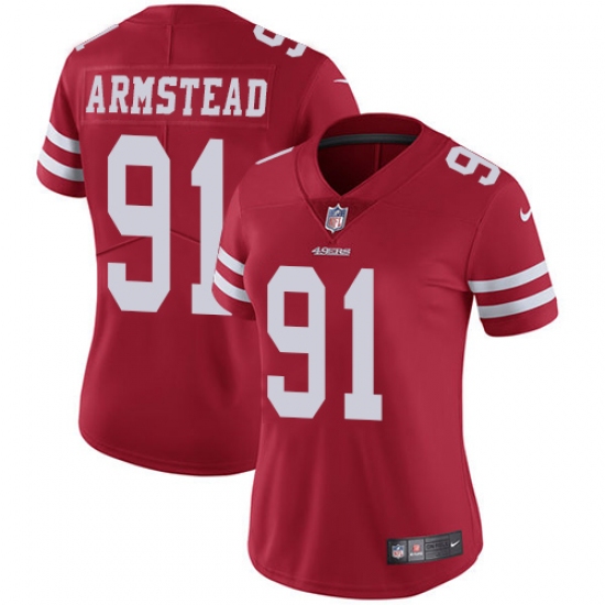 Women's Nike San Francisco 49ers #91 Arik Armstead Elite Red Team Color NFL Jersey - Ujersey