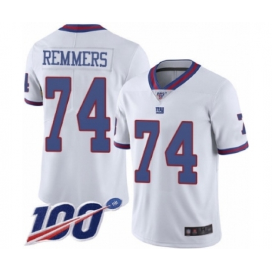 Men's New York Giants #74 Mike Remmers Limited White Rush Vapor Untouchable 100th Season Football Jersey - Ujersey
