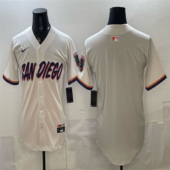 Men's San Diego Padres Blank Cream 2026 City Connect Stadium Stitched Baseball Jersey - Ujersey