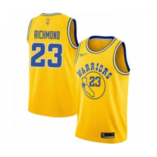 Men's Golden State Warriors #23 Mitch Richmond Authentic Gold Hardwood Classics Basketball Jersey - Ujersey