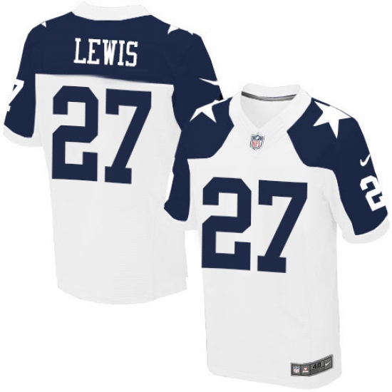 Men's Nike Dallas Cowboys #27 Jourdan Lewis Elite White Throwback Alternate NFL Jersey - Ujersey