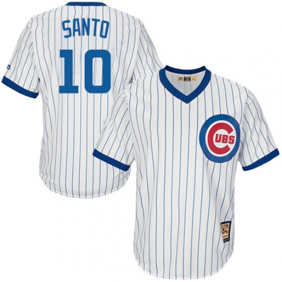 Men's Majestic Chicago Cubs #10 Ron Santo Authentic White Home Cooperstown MLB Jersey - Ujersey