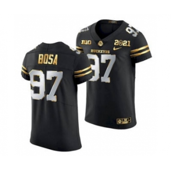 Men's Ohio State Buckeyes Nick Bosa 2021 Football Playoff Black Gold Jersey - Ujersey