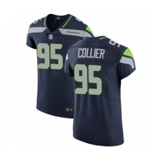 Men's Seattle Seahawks #95 L.J. Collier Navy Blue Team Color Vapor Untouchable Elite Player Football Jersey - Ujersey