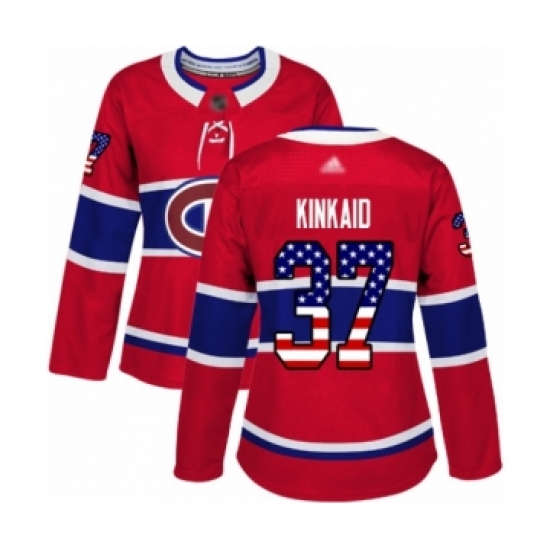 Women's Montreal Canadiens #37 Keith Kinkaid Authentic Red USA Flag Fashion Hockey Jersey - Ujersey