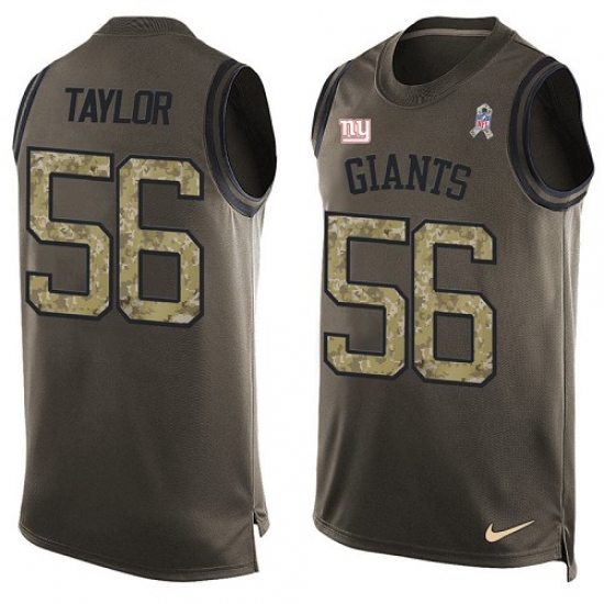Men's Nike New York Giants #56 Lawrence Taylor Limited Green Salute to Service Tank Top NFL Jersey - Ujersey