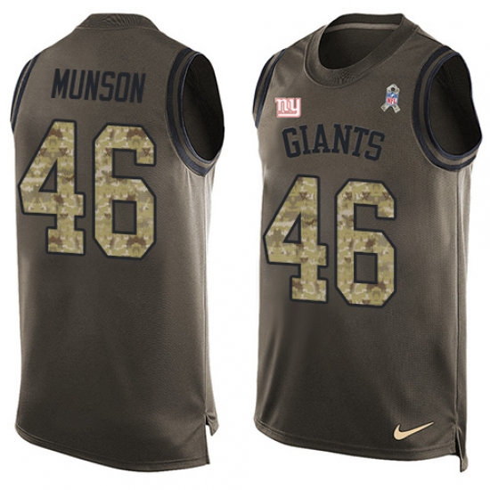 Men's Nike New York Giants #46 Calvin Munson Limited Green Salute to Service Tank Top NFL Jersey - Ujersey