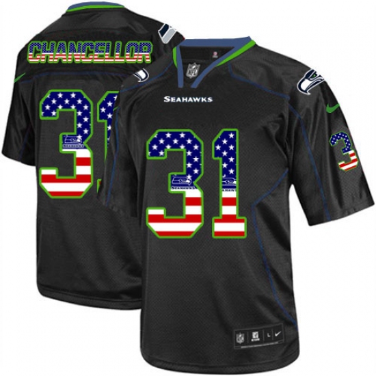 Men's Nike Seattle Seahawks #31 Kam Chancellor Elite Black USA Flag Fashion NFL Jersey - Ujersey