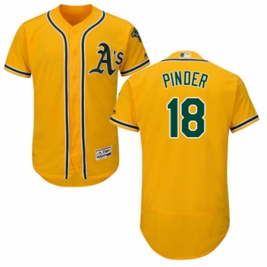 Men's Majestic Oakland Athletics #18 Chad Pinder Gold Alternate Flex Base Authentic Collection MLB Jersey - Ujersey