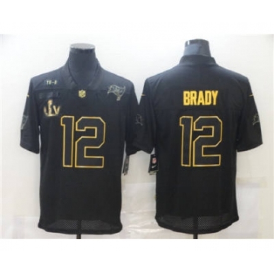 Men's Tampa Bay Buccaneers #12 Tom Brady 2020 Black Gold Salute To Service With Super Bowl Patch Limited Jersey - Ujersey