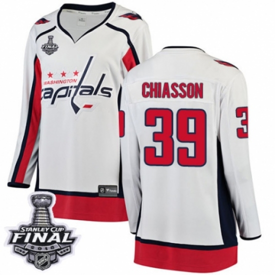 Women's Washington Capitals #39 Alex Chiasson Fanatics Branded White Away Breakaway 2018 Stanley Cup Final NHL Jersey - Ujersey