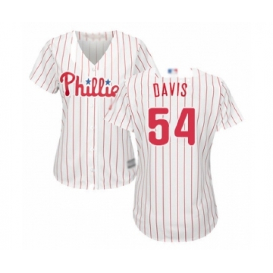 Women's Philadelphia Phillies #54 Austin Davis Authentic White Red Strip Home Cool Base Baseball Player Jersey - Ujersey