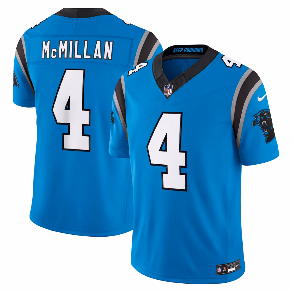 Men's Carolina Panthers Tetairoa McMillan Nike Blue Alternate Vapor F.U.S.E. Stitched Limited Jersey - Ujersey