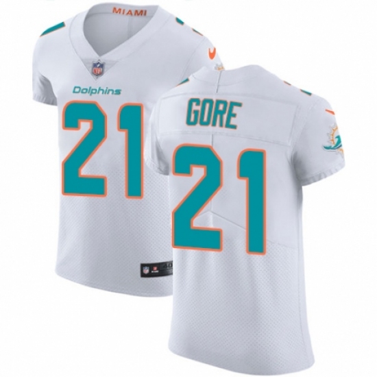 Men's Nike Miami Dolphins #21 Frank Gore White Vapor Untouchable Elite Player NFL Jersey - Ujersey