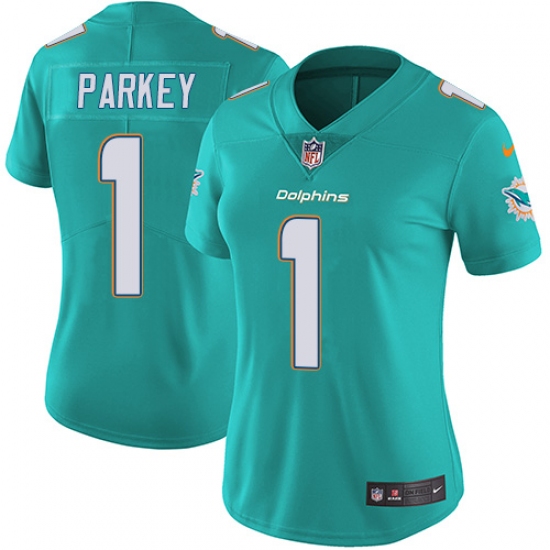 Women's Nike Miami Dolphins #1 Cody Parkey Aqua Green Team Color Vapor Untouchable Elite Player NFL Jersey - Ujersey