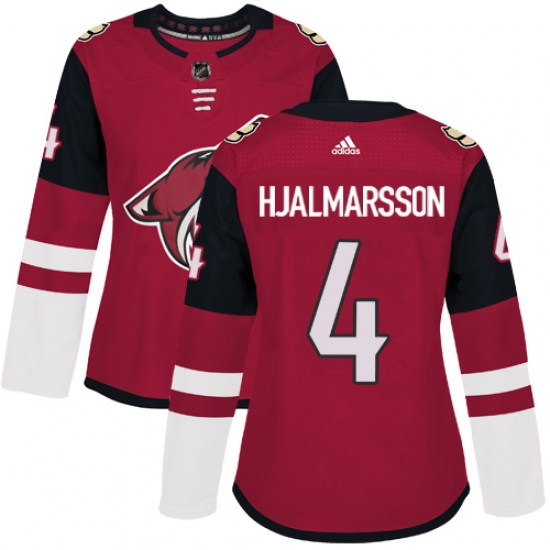Women's Adidas Arizona Coyotes #4 Niklas Hjalmarsson Premier Burgundy Red Home NHL Jersey - Ujersey