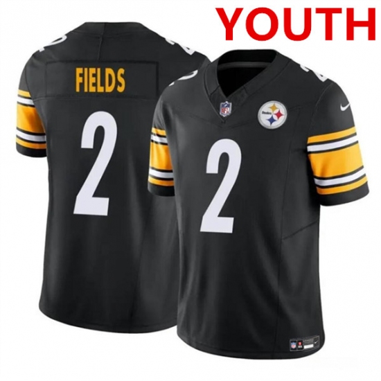 Youth Pittsburgh Steelers #2 Justin Fields Black 2023 F.U.S.E. Vapor Untouchable Limited Football Stitched Jersey - Ujersey