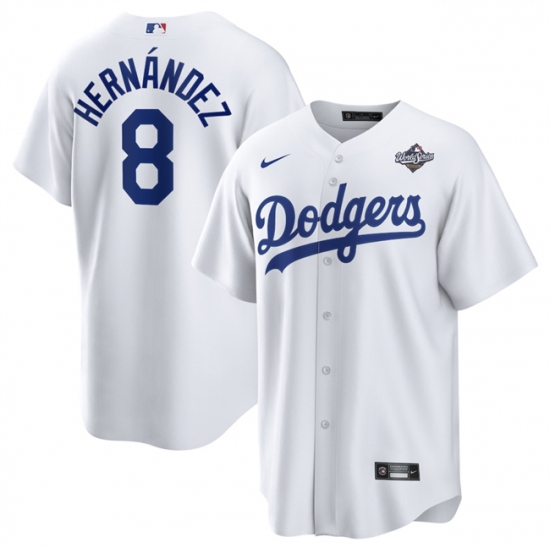 Men's Los Angeles Dodgers #8 Enrique Hernández White 2025 World Series Home Cool Base Stitched Baseball Jersey - Ujersey