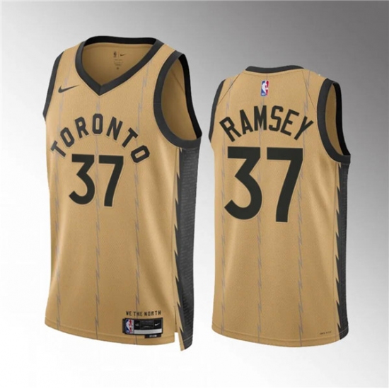 Men's Toronto Raptors #37 Jahmi'us Ramsey Gold 2023-24 City Edition Stitched Basketball Jersey - Ujersey