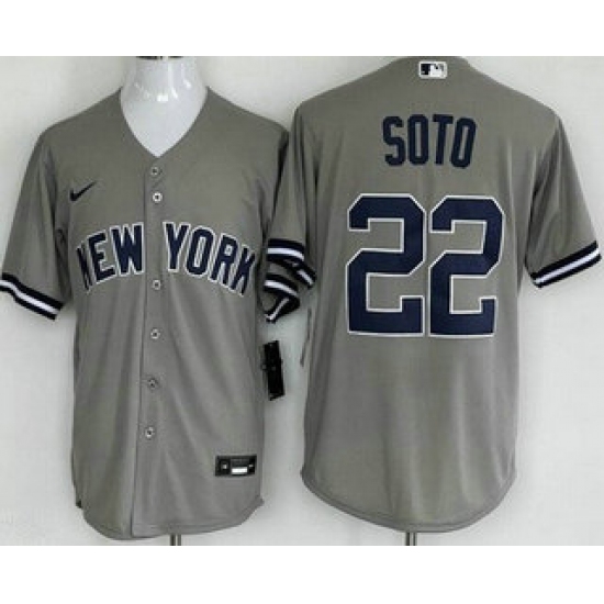 Men's New York Yankees #22 Juan Soto Gray Player Name Cool Base Jersey - Ujersey