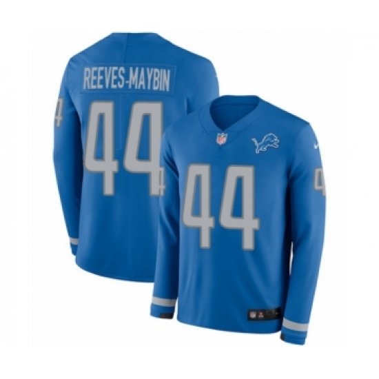 Youth Nike Detroit Lions #44 Jalen Reeves-Maybin Limited Blue Therma Long Sleeve NFL Jersey - Ujersey