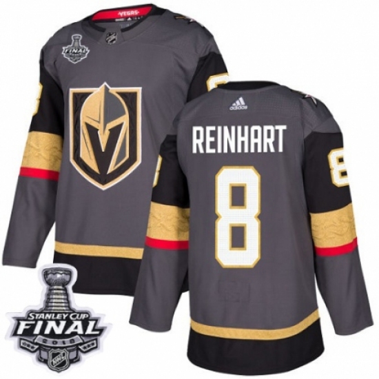 Men's Adidas Vegas Golden Knights #8 Griffin Reinhart Premier Gray Home 2018 Stanley Cup Final NHL Jersey - Ujersey