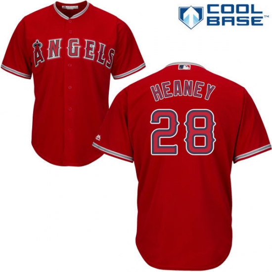 Men's Majestic Los Angeles Angels of Anaheim #28 Andrew Heaney Replica Red Alternate Cool Base MLB Jersey - Ujersey