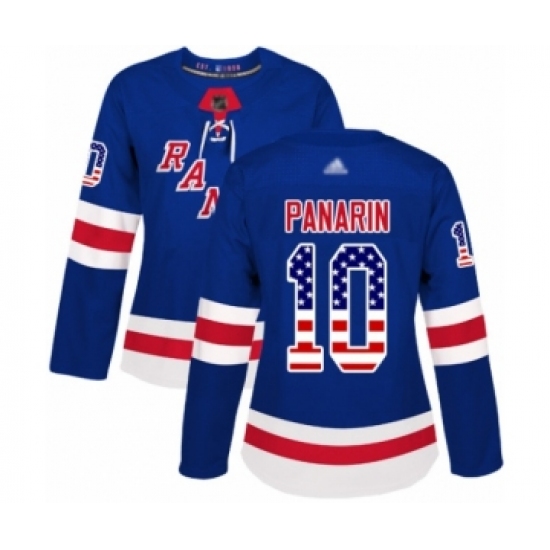 Women's New York Rangers #10 Artemi Panarin Authentic Royal Blue USA Flag Fashion Hockey Jersey - Ujersey