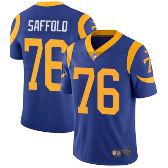 Youth Nike Los Angeles Rams #76 Rodger Saffold Royal Blue Alternate Vapor Untouchable Limited Player NFL Jersey - Ujersey
