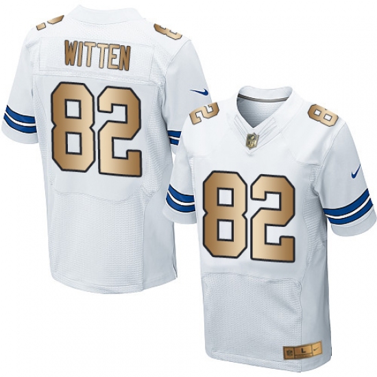 Men's Nike Dallas Cowboys #82 Jason Witten Elite White/Gold NFL Jersey - Ujersey