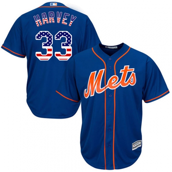 Men's Majestic New York Mets #33 Matt Harvey Authentic Royal Blue USA Flag Fashion MLB Jersey - Ujersey