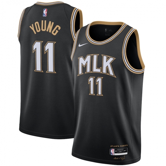 Men's Atlanta Hawks #11 Trae Young Nike Black 2020-21 Swingman Player Jersey - Ujersey