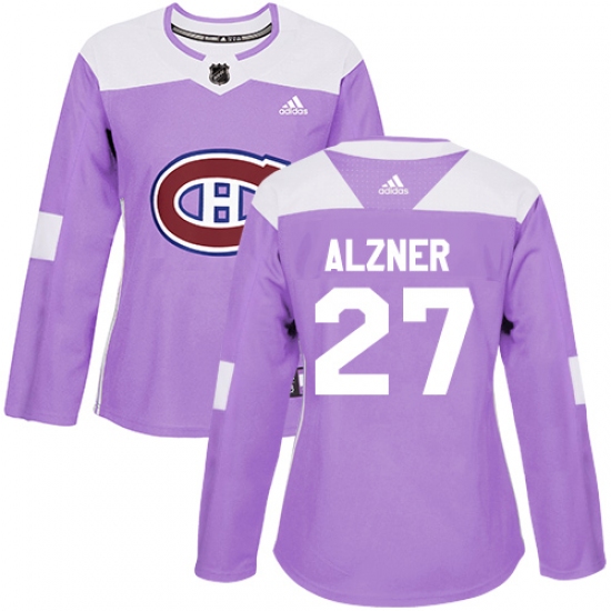 Women's Adidas Montreal Canadiens #27 Karl Alzner Authentic Purple Fights Cancer Practice NHL Jersey - Ujersey