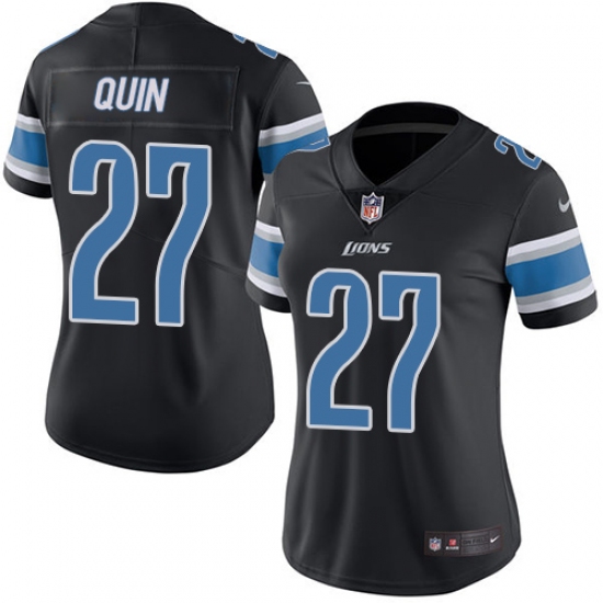 Women's Nike Detroit Lions #27 Glover Quin Limited Black Rush Vapor Untouchable NFL Jersey - Ujersey